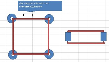 a square with turnable cylinders