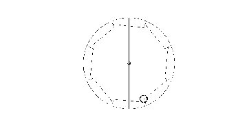 The small (tiny) circle is where the cone would be tangent to the ramp at one end the larger circle at the other.