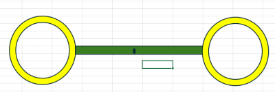 yellow rings and green bar