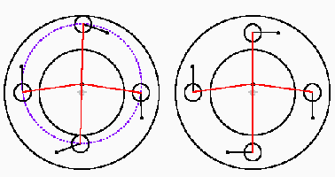 Sketch of converting pendulum swing into wheel rotation.