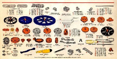 Some of the 650 parts that comes with the N.10 Meccano set - lots of gears.