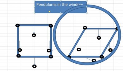 collapsing window frame with pendulums